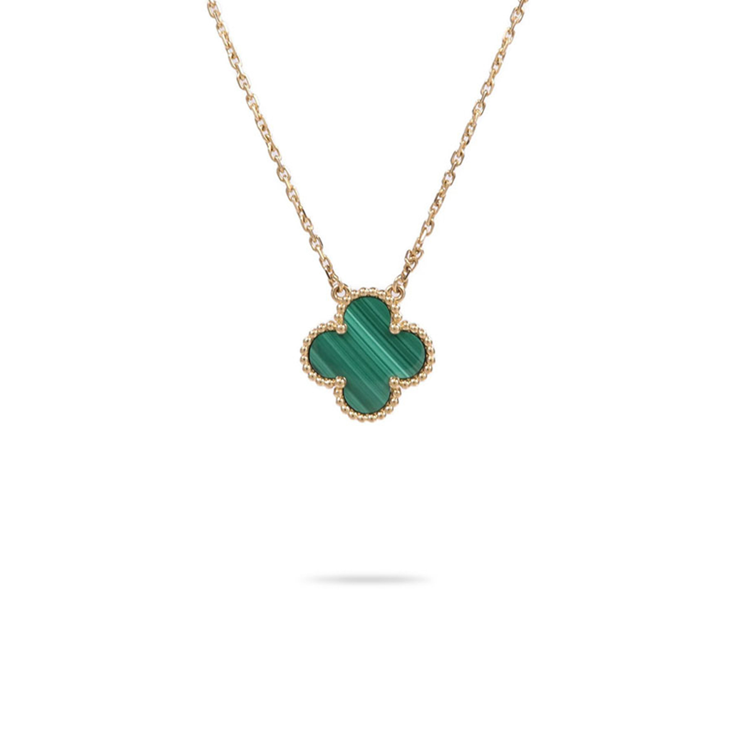 VAN CLEEF ARPELS 18K GOLD VINTAGE ALHAMBRA PENDANT MALACHITE NECKLACE VCARO9VA00